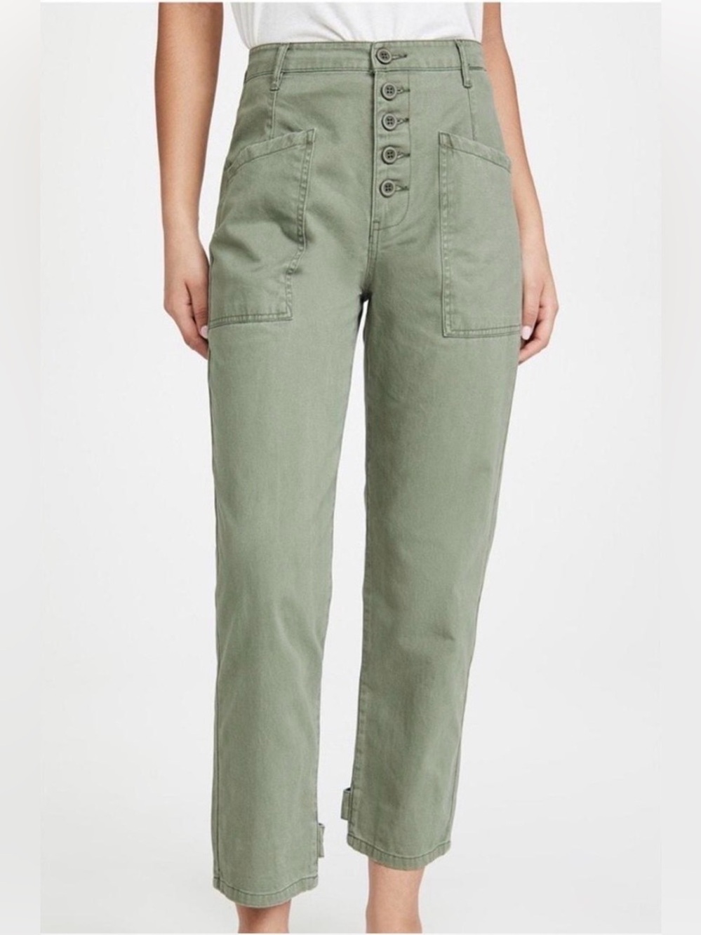 Pistola Tammy High-Rise Button-Fly Utility Jeans in Colonel 100% Cotton Size 27